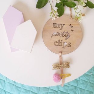 Wooden Photo Storage Hanger Baby Hair Clips Wall Hanging