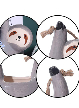 Ceramic Flowerpot Sloth Shape FSowen Basket Hangirg lucculen