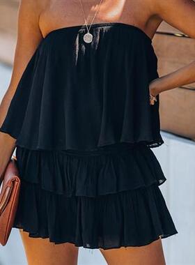 2020 Fashion Women Summer Elegant Off Shoulder Layered Ruffl