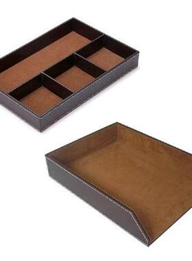 2PCS 4 Slots Desk Drawer Organizer With PU Leather