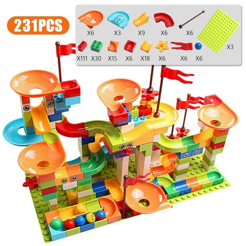 77-308PCS Marble Race Run Big Block Compatible Duploed Build