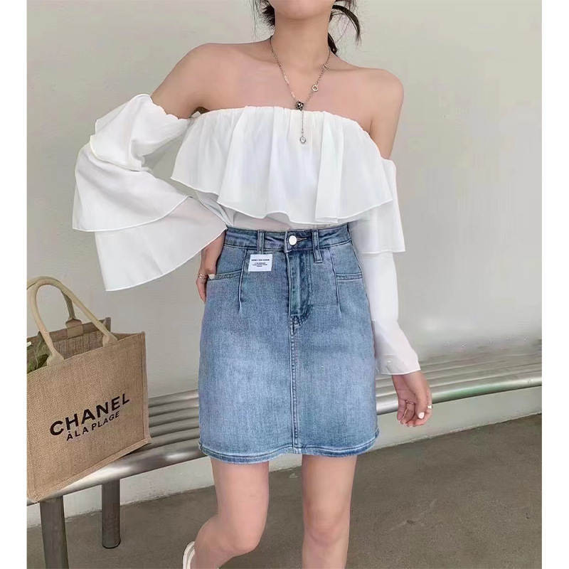 中超初夏简约牛仔短裙女裙裤夏季薄款显瘦休闲优雅包臀半身裙子