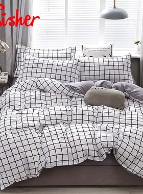 Modern Duvet Cover Set Plaid Lattice Bedding  Polyester Quil