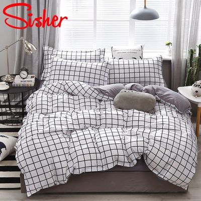 Modern Duvet Cover Set Plaid Lattice Bedding  Polyester Quil