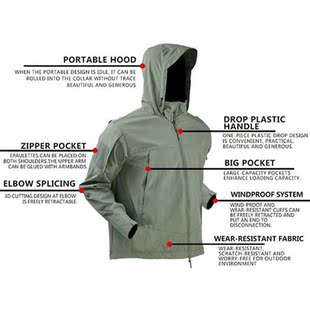 Tactical Jackets Hunting Clothes Waterproof Outdoor Hiking M