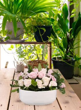 White Planter Pot Ceramic Pot Holder Stand Potted Stand for