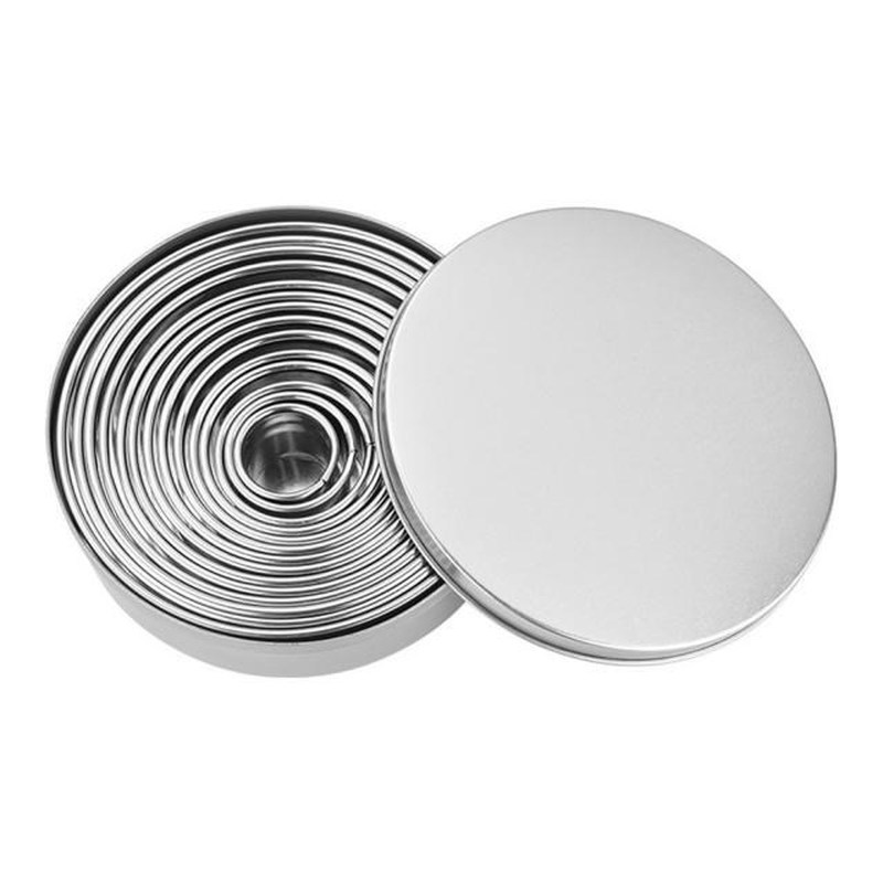 14pcs Stainless Steel Round Cookie Moulds Practical Biscuit