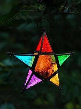Moroccan Hung Candle Holder Retro Star Glass Candle Holder