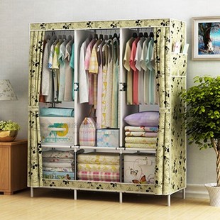 Double Cloth Wardrobe Fabric Steel Tube DIY Assembly Closet