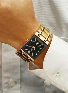 Men Watches Top Brand Luxury WWOOR Gold Black Square Quartz