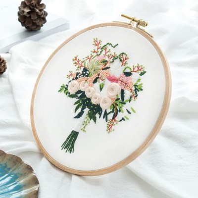 Chinese Embroidery kits with Hoop Flower Cross Stitch Needle