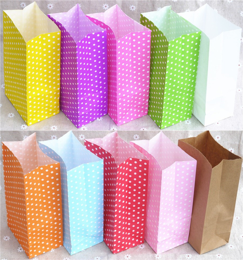 New paper bag mini Stand up Colorful Polka Dot  Bags 18x9x6c