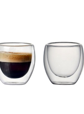 80ml Double-wall Insulated Glass Coffee Cup Set for Drinking