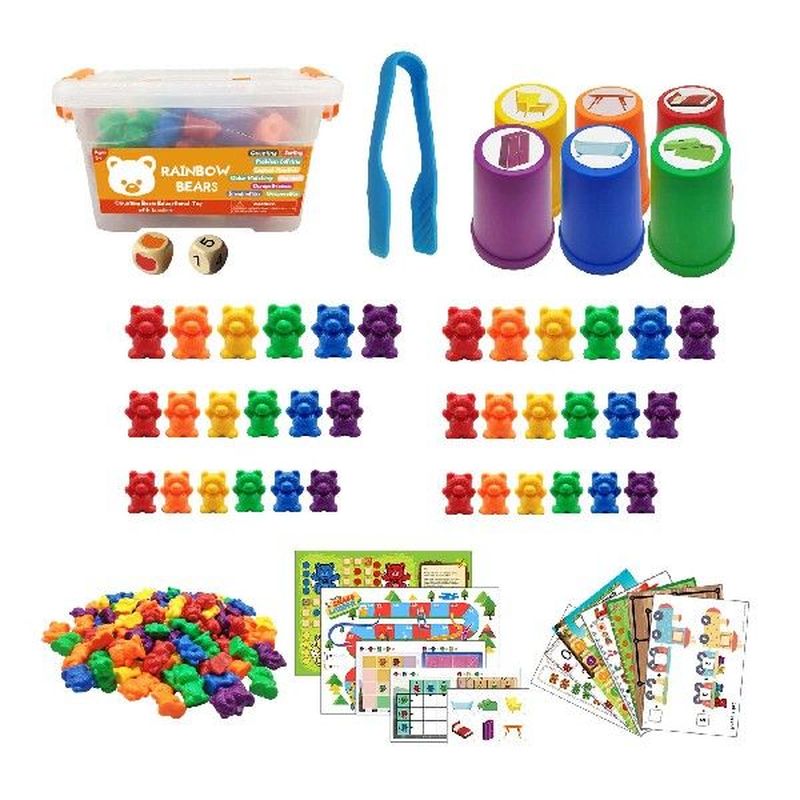 Montessori Rainbow Counting Bears Toys Number Color