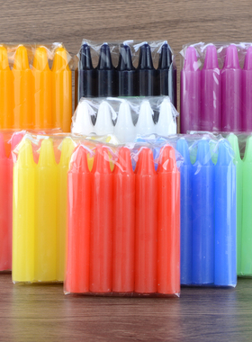 马卡龙多彩1小时迷你款蜡烛学生手工实验DIY无烟味短型紫色红白腊