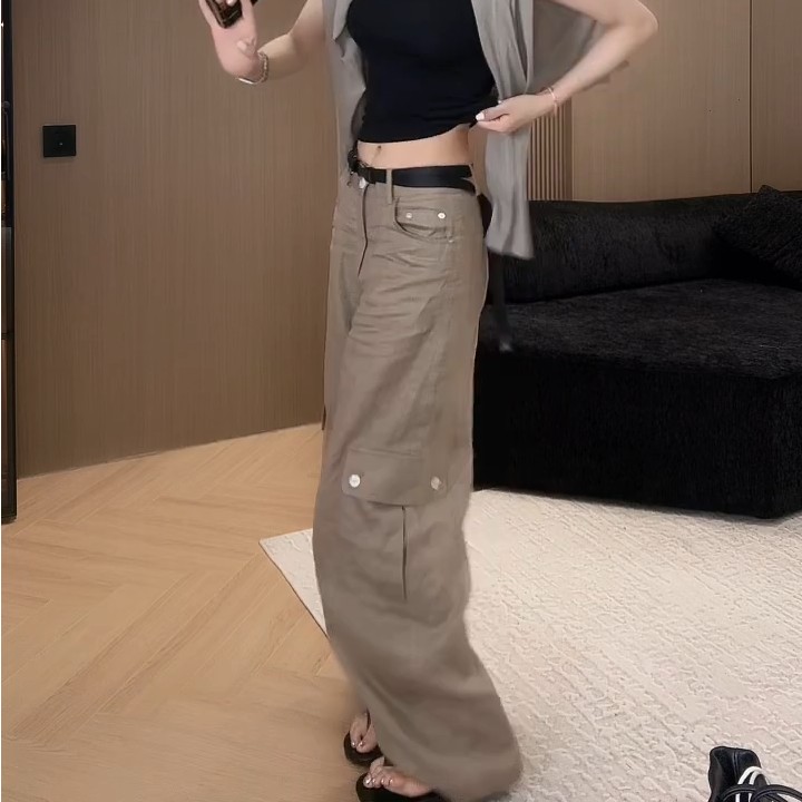 秋季女高腰显瘦亚麻阔腿裤休闲裤