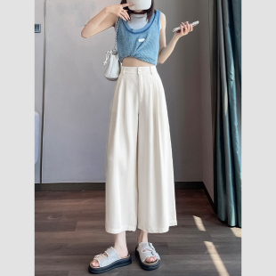 杏色天丝牛仔裙裤女2026新款夏款薄款显瘦高腰垂感小个子阔腿裤子