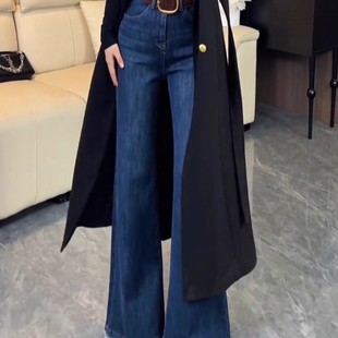 高腰显瘦百搭韩系巨好看裤 秋冬季 子 女2025新款 复古蓝微喇牛仔裤