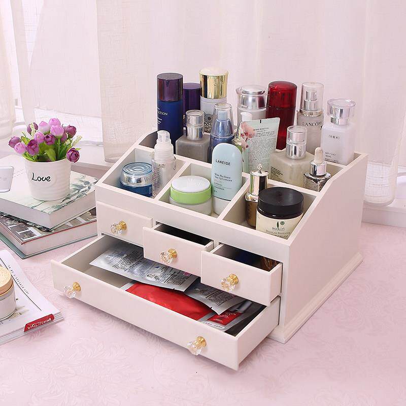 抽屉式木质首饰置物架大容量桌面美甲柜欧化妆护肤品化妆台收纳盒