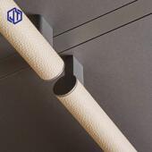 衣帽间挂高档皮质挂衣杆衣柜内?具车法兰座衣托 托衣架配件晾衣杆