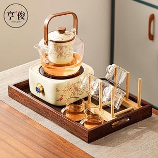 紫藤花电陶炉家用室内加厚玻璃耐高温煮茶壶茶水分离煮茶器 网红款