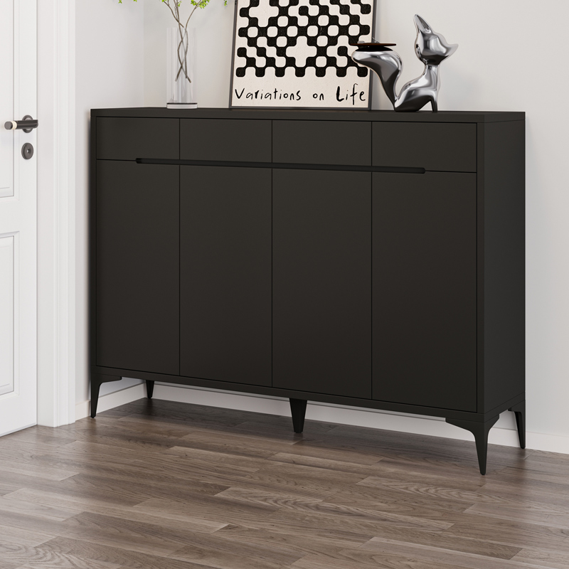 北欧客厅高级灰黑色玄关柜入户鞋柜现代简约门口后大容量收纳鞋柜