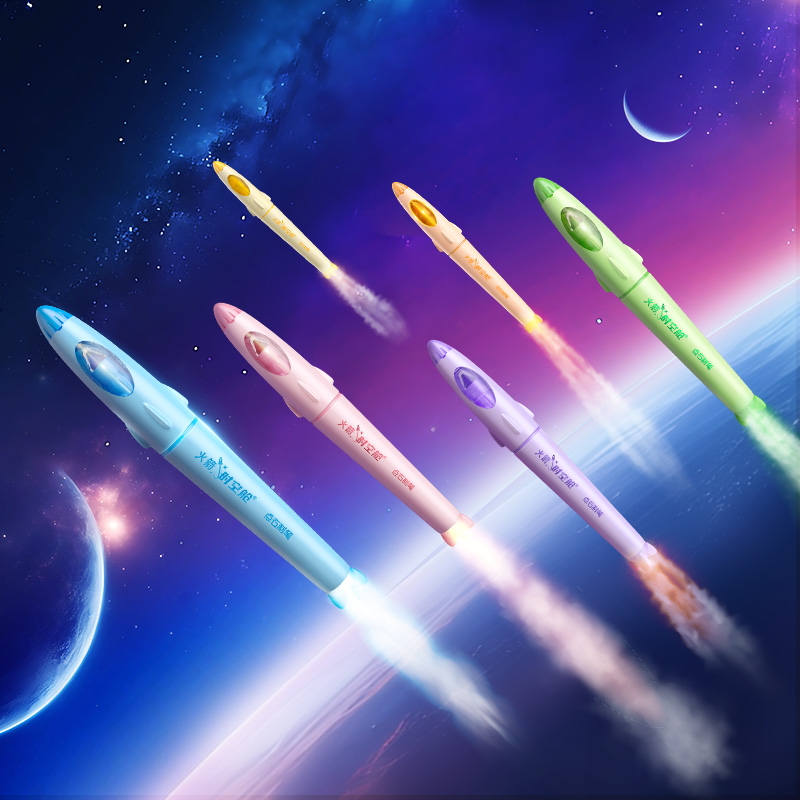 点石DS-8155时空舱软头荧光笔大容量彩色划重点标注笔太空舱套装