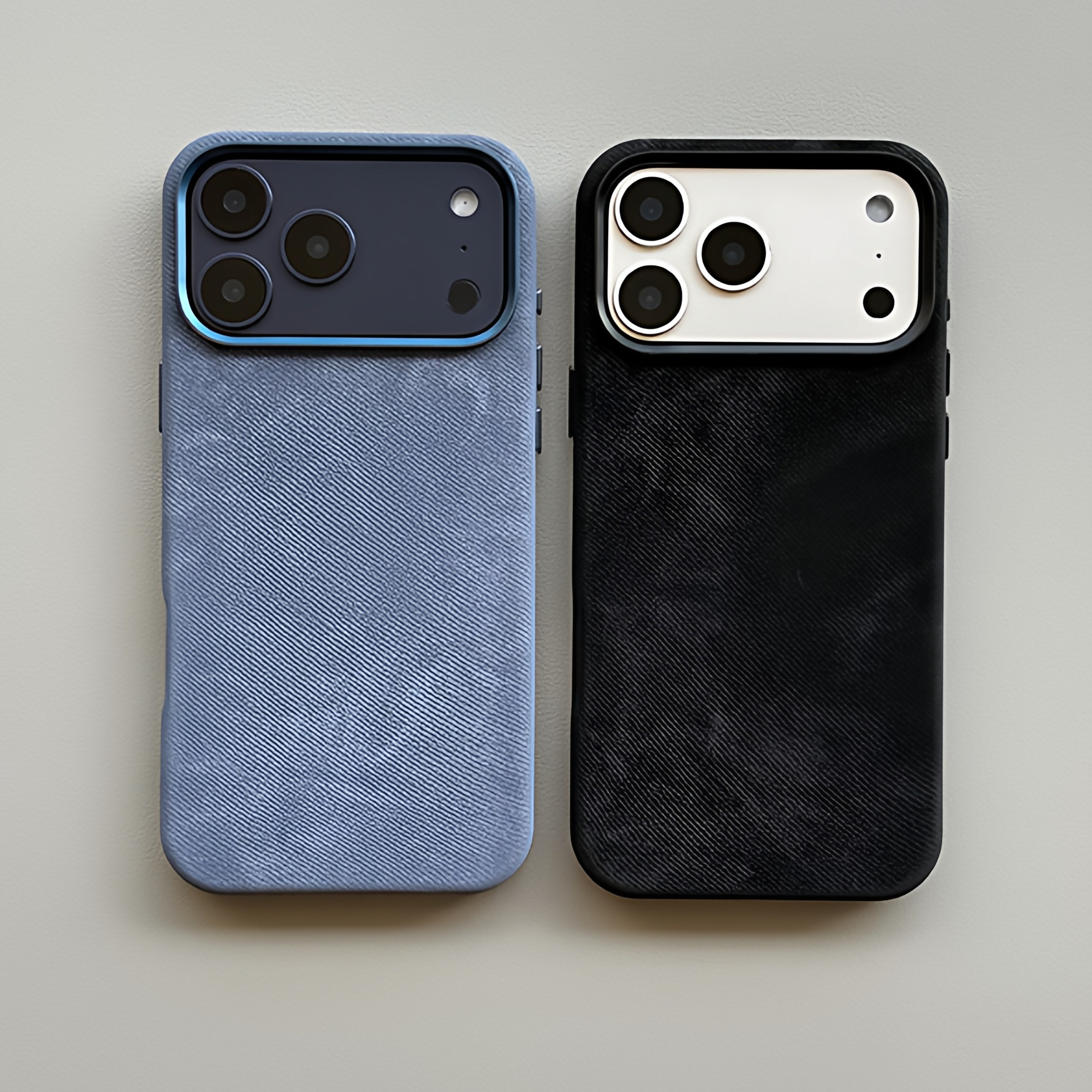 高档蓝色灯芯绒纹理商务适用苹果17Promax手机壳iPhone16/15pro绒感内置强磁吸14全包13防指纹12防摔16e男女