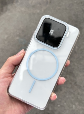 清新蓝色细圈磁吸适用小米15手机壳15Pro超薄裸机感Xiaomi14/13简约14ultra透明13U硬壳男不会发黄保护套大孔