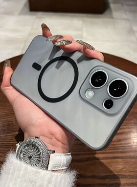 透灰色磁吸全包精孔镜头适用OPPOReno13手机壳reno13pro全包磨砂findx8保护套半透明简约男女超薄款散热男女