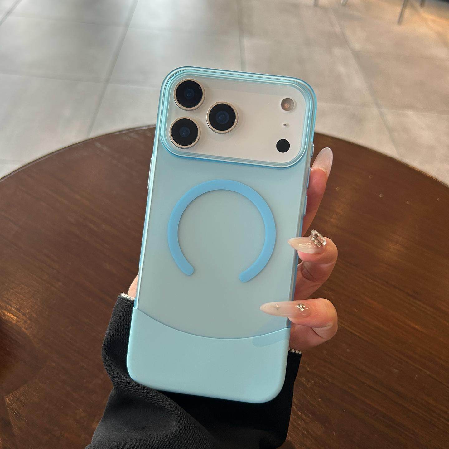 分段式远峰蓝色拼接适用苹果17Promax手机壳17Air磨砂组装iPhone16pro创意15plus磁吸14独立按键13硬壳12薄11