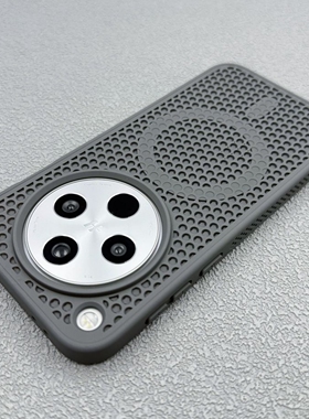 钛灰色蜂窝网孔洞洞透气散热适用OPPOFindX8手机壳vivox200promini磁吸硬外壳X100SPro全包软边防摔保护套男