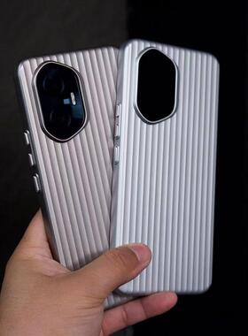 高级钛灰色适用荣耀300Pro手机壳瓦楞纹300ultra简约磨砂金属漆魔术magic7/6pro全包X60独立按键立体行李箱硬