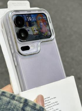 清透高级感蓝色适用小米17Promax手机壳15spro简约情侣透明款15Ultra自带镜头膜全包14pro软硅胶13防摔保护套