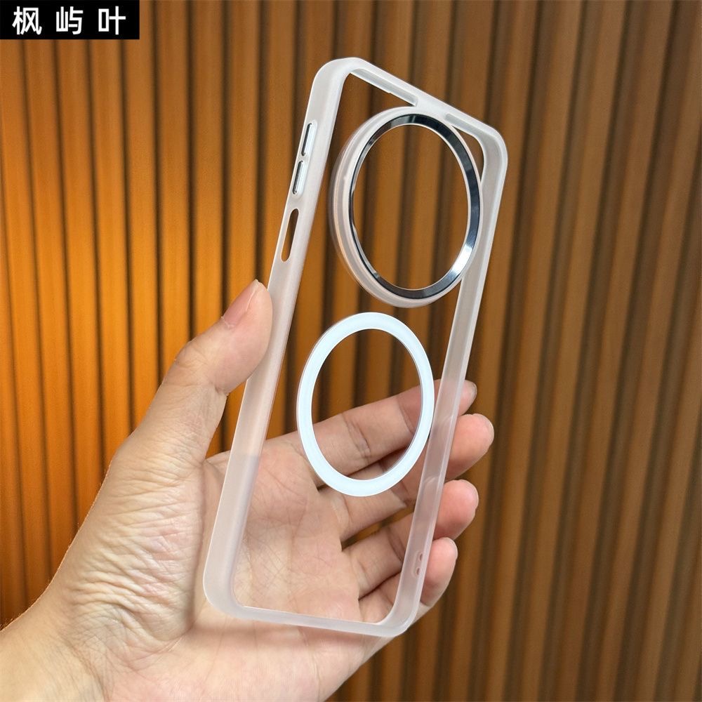 高级感透明金盾亚克力适用华为Mate70Pro手机壳mate60pro+时尚金属镜框大孔软边全包防摔保护套磨砂白磁吸款