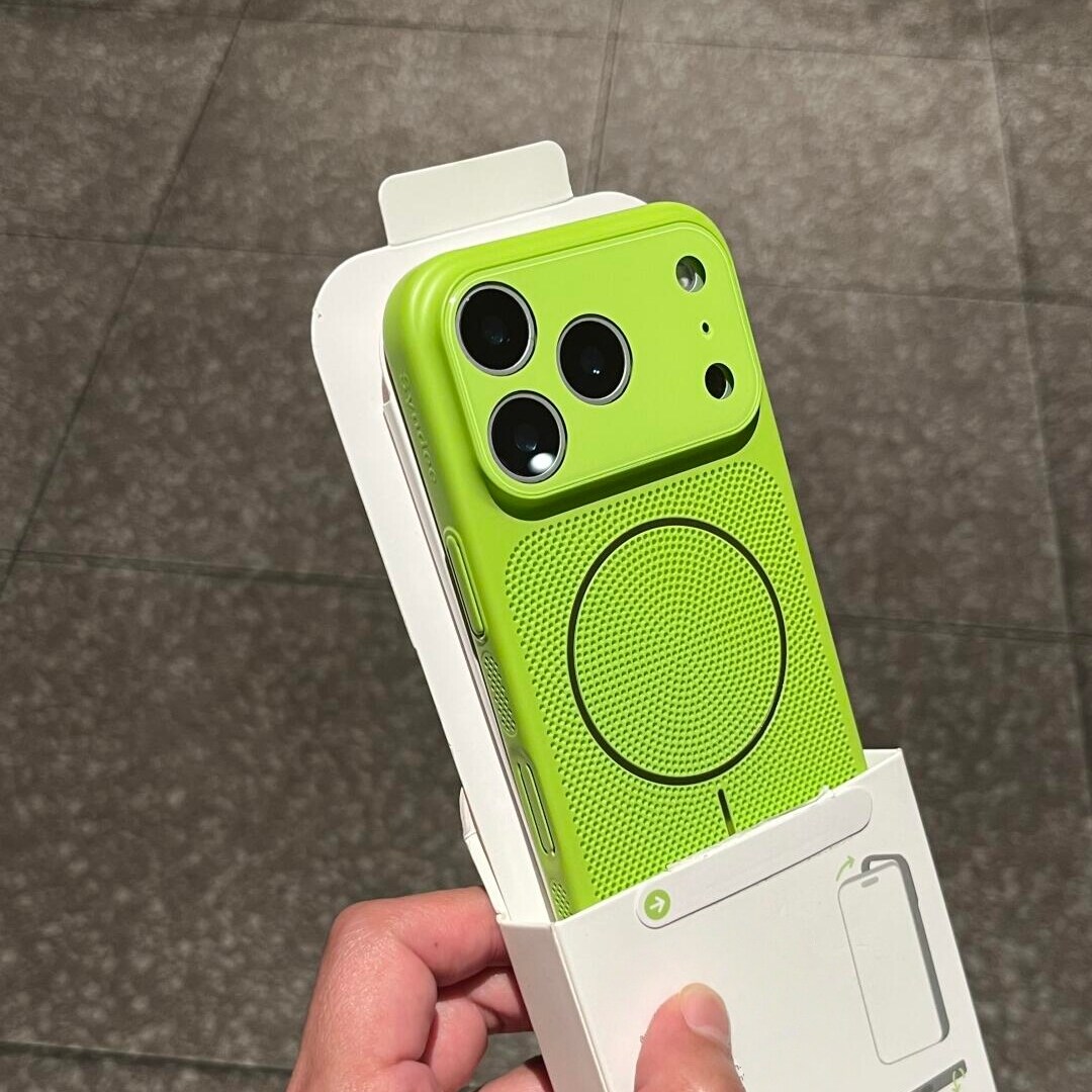 网孔磁吸适用iPhone17Pro手机壳苹果16ProMax磨砂15plus散热超薄PC硬壳14水晶镜头大视窗简约Air13荧光绿色12