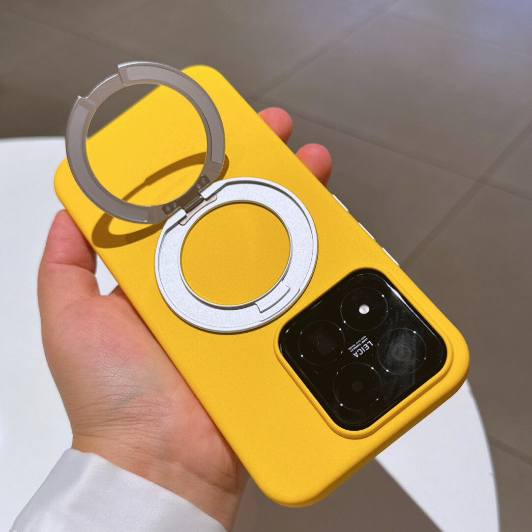 岩砂小米黄色支架款适用小米17max手机壳Xiaomi17全包17Promax软边防摔17Ultra金属按键K90不沾指纹保护套男