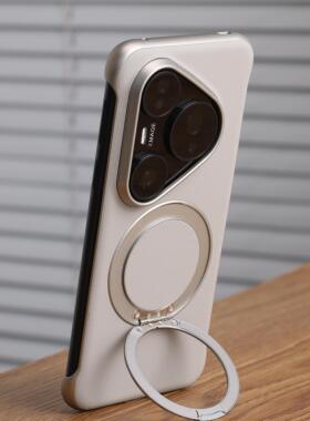 裸感无边框支架皮纹钛灰色适用华为Pura80Pro手机壳pura70pro+高级P70Ultra防指纹Mate80Promax硬壳mate70/60