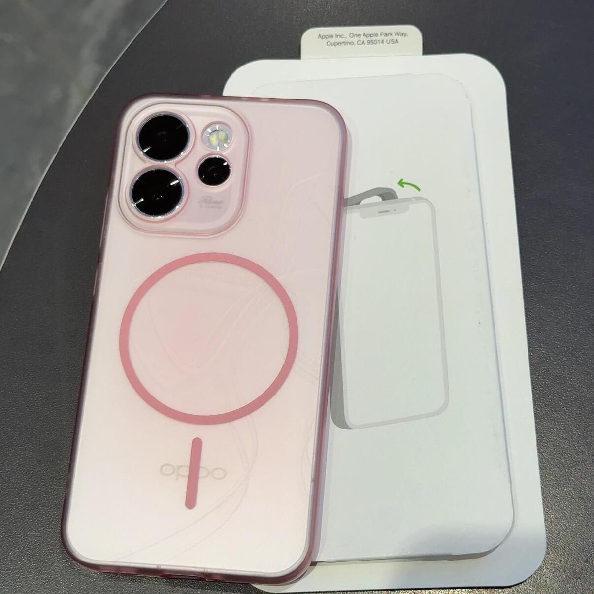 冰雾透粉色肤感适用OPPOReno15Pro手机壳reno14细圈磁吸FindX9超薄findx8ultra防摔X8S全包X7/X6硅胶软壳女款