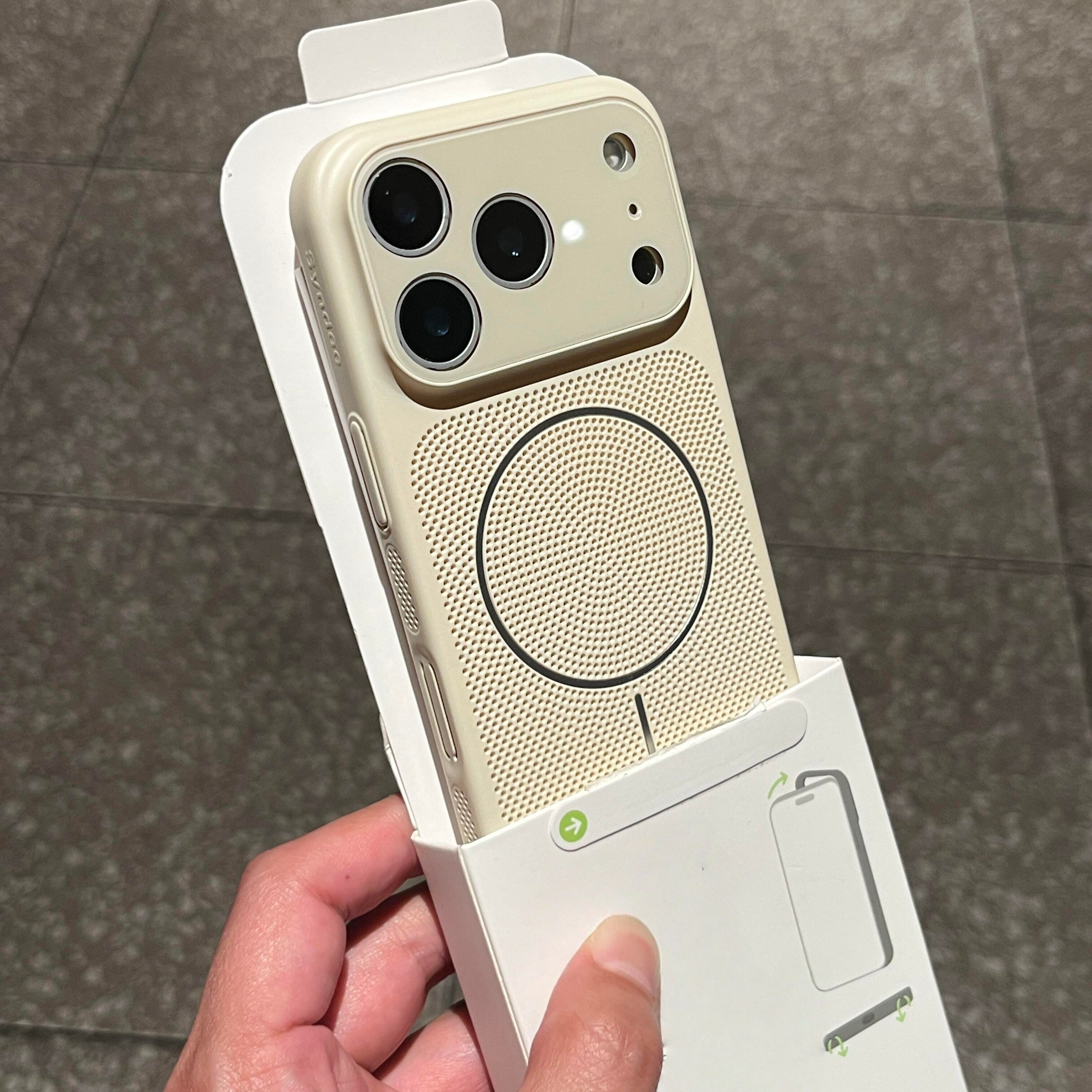秒变17大视窗适用苹果17ProMax手机壳iPhone16全包水晶镜头15plus磁吸网孔Air散热14峰岩白色超薄13/12简约硬