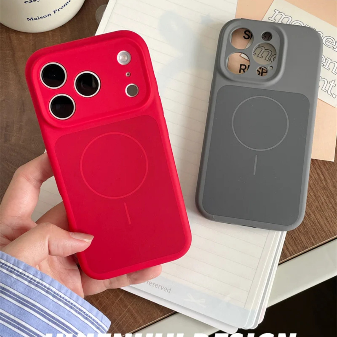 新年红色秒变磁吸适用iPhone17Promax手机壳液态硅胶苹果17Pro简约精孔撞色男女款软糯防摔保护套内植绒全包