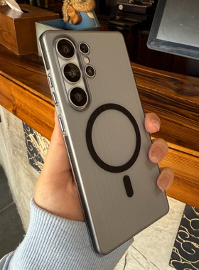 高级黑个性防滑条瓦楞纹适用三星S25Ultra手机壳s24plus简约s25+撞色S23U磨砂磁吸小米15/14全包15pro硬壳13