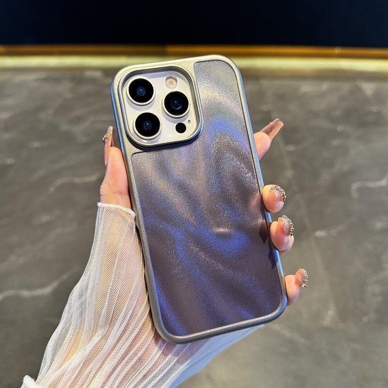 磨砂高级感适用苹果16ProMax手机壳iPhone15Pro炫彩镭射14大孔精致13防摔12流光渐变11钛灰色16Pro全包硬女生
