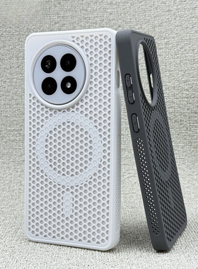 高级白色蜂窝孔散热适用一加ACE5手机壳1+ace5pro创意洞洞网壳1+ace3磁吸1+13全包1+12软边防摔保护套钛灰色