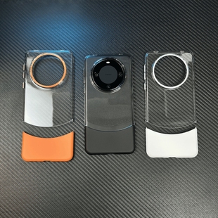 透明耐黄简约适用华为Mate60pro轻薄手机壳Mate70+拼接撞色80max独立按键创意二合一组装橙色大孔镜头框全包