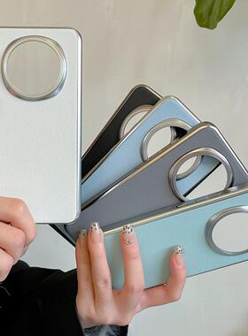 高级感经典白色荔枝纹适用荣耀magic7手机壳魔术Magic8Pro三包边硬壳X60素皮套x60pro保护壳电镀边大孔简约潮