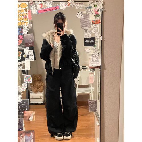 高级感毛绒加厚棉衣显瘦外套