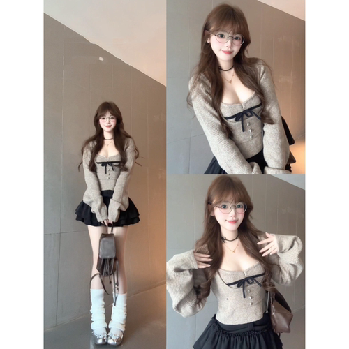 纯欲风辣妹蓬蓬短裙两件套