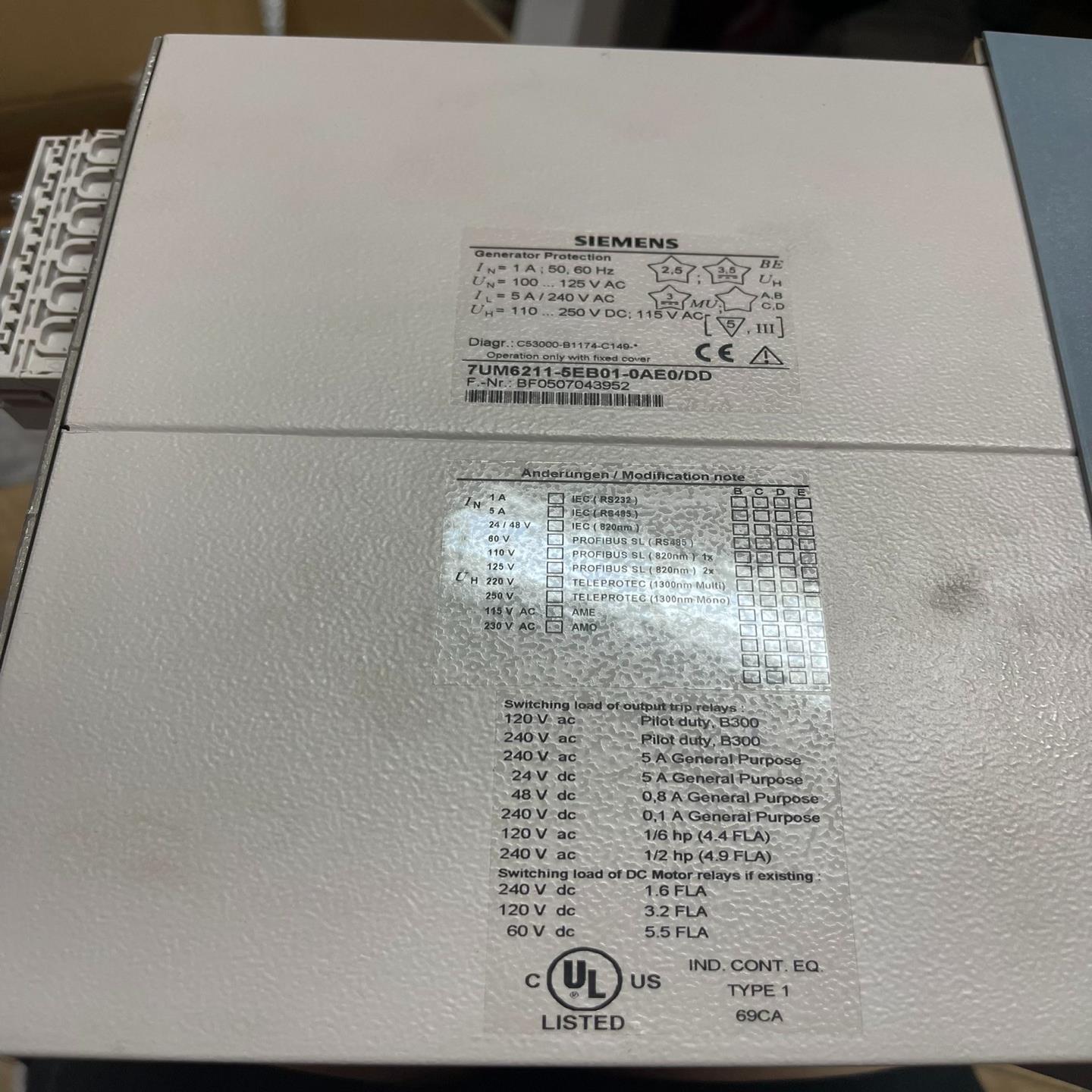 [德峰]西门子Siprotec发电机保护7UM6211-5EB01-
