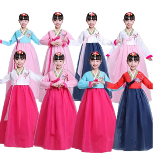 儿童韩服韩国幼儿宝宝朝鲜族舞蹈服男女童民族运动会走秀宫廷摄影